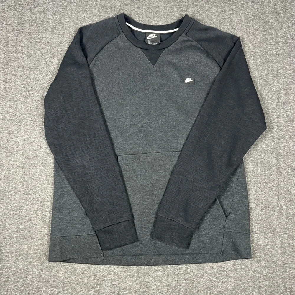 Nike Raglan Sweatshirt Mens XL Grey Black Colorblock Crewneck Activewear